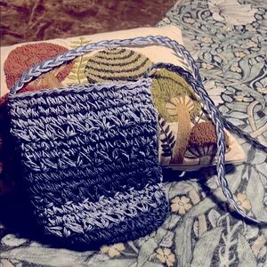 Handcrafted Blue Tones Wicker Crossbody purse